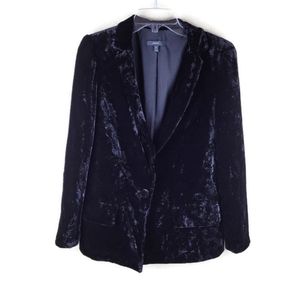 Drew Womens Blazer XS Black Silk Velvet Single Button Unstructured Blazer Party